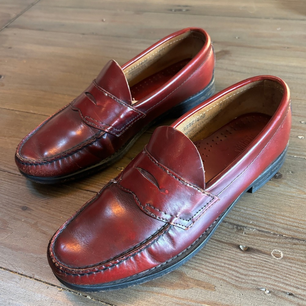 G.H. Bass Penny Loafers 8.5D Weejuns Leather Shoes Burgundy/Wine USA Vintage